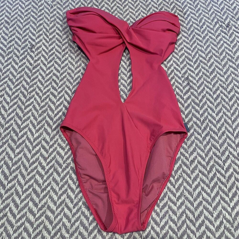 BEAUTIFUL ONE PIECE SHAN BANDEAU BATHING SUIT PINK See Pics for Size